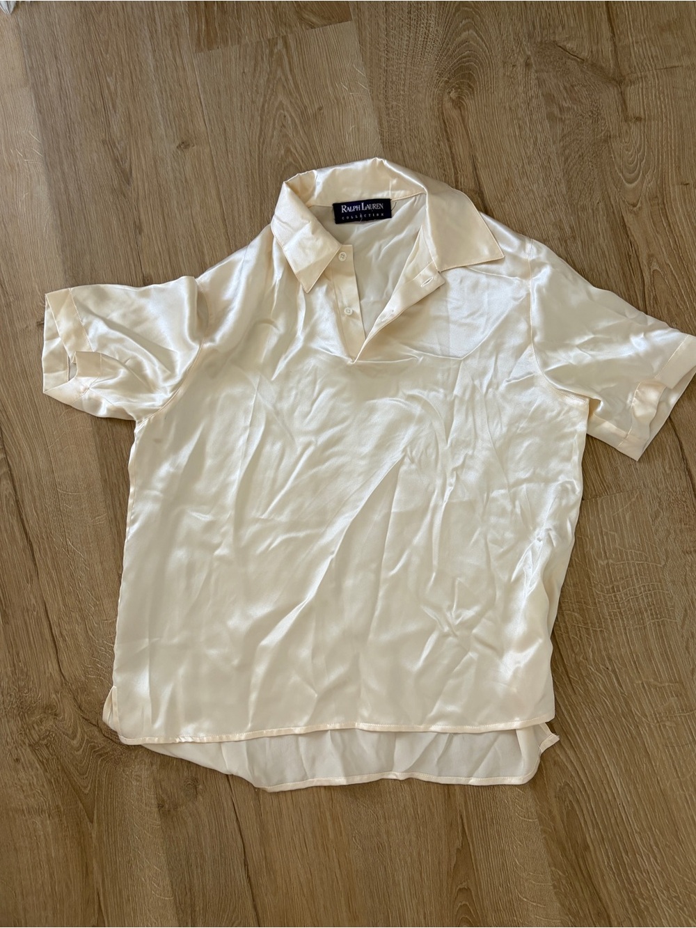 Ralph Lauren Cream Silk Short-Sleeve Polo Shirt
